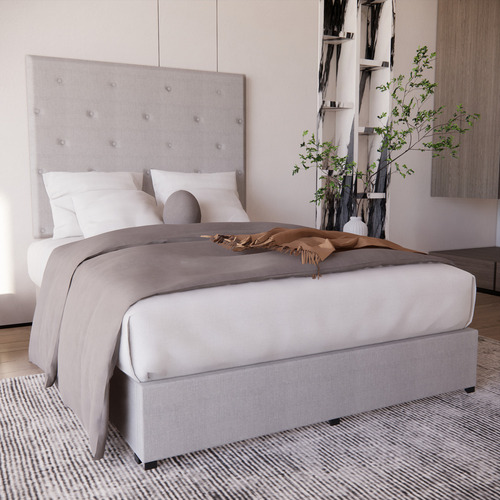 Cama clásica Cima Toscana individual color gris fabricada en lino
