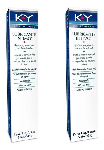 Gel Lubricante Intimo X 2 Unidades Soluble En Agua Ky X 50g