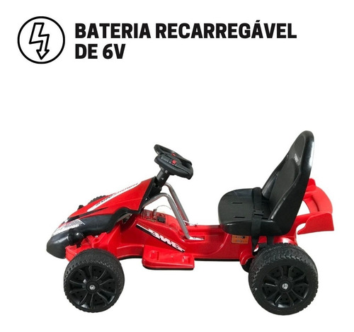 Mini Kart Elétrico Infantil 6v Com Luzes E Som Suporta 25kg