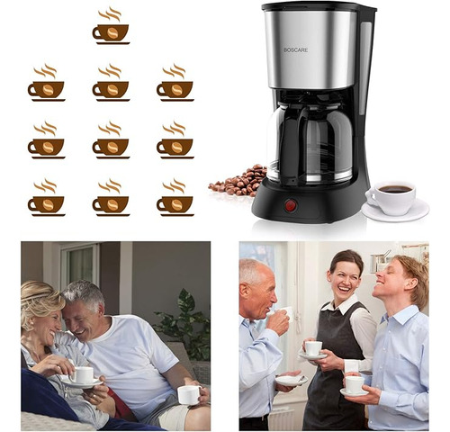Boscare Cafetera Compacta 10 Tazas Con Filtro Reutilizable