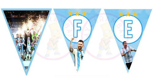 Imagen 1 de 2 de Banderin Guirnalda Feliz Cumple Argentina Seleccion Qatar