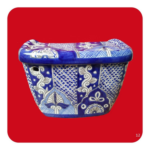 Imagen 2 de 4 de Wc Sanitario Taza + Tanque Cerámica Tipo Talavera Azul M12