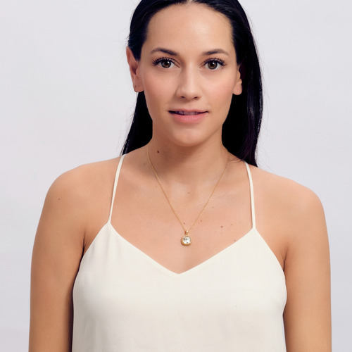 Collar Mujer Oro 14k Plata Zirconia, Mamá Luckyly Color Dorado