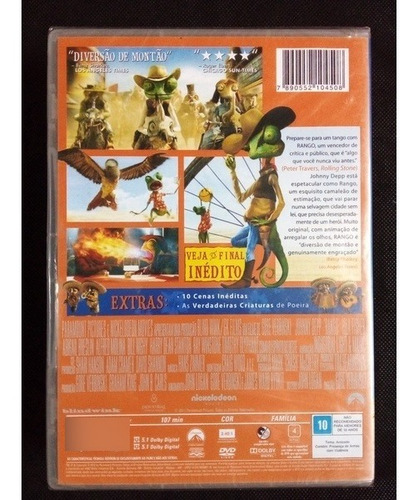 Dvd Rango - Lacrado - Gore Verbinski