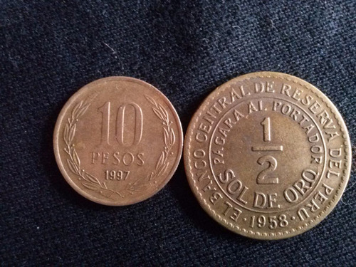 Moneda Perú 1/2 Sol De Oro Bronce 1958 Error De Cuño (c19)