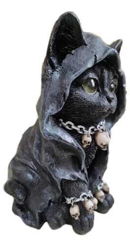 Estatua De Gato Negro Estatua De Gato Sentado A Mano Pintada