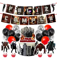Comprar Set Globos + Banderin + Toppers Skibidi Toilet Feliz Cumple Rojo Skibidi Toilet Feliz Cumpleaños