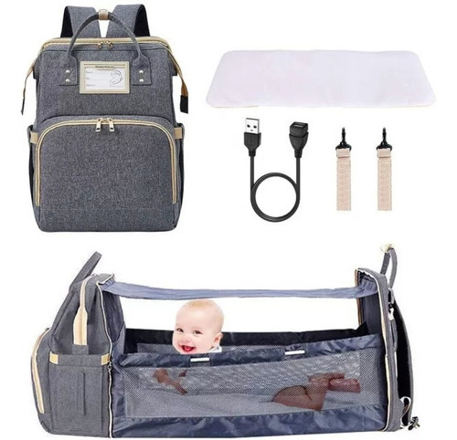 Imagen 6 de 10 de Bolso Pañalera Con Cambiador De Bebé Plegable