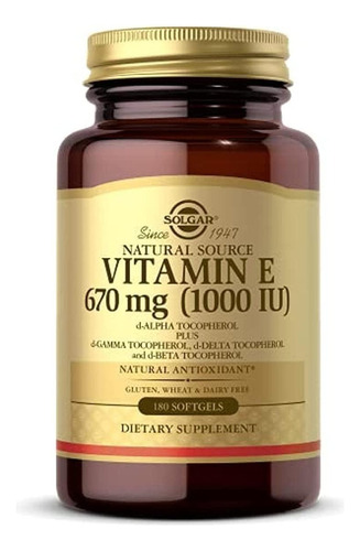 Vitamina E 670 Mg 1000 Ui Piel Sistema Inmunologico 180 Cap