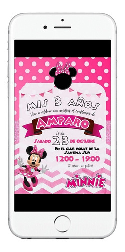 Invitación Cumpleaños Tarjeta Digital Mickey Minnie Mouse 