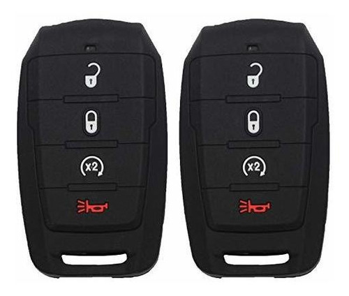 Btopars 2pcs 4 Buttons Black Silicone Rubber Remote 9vqtt