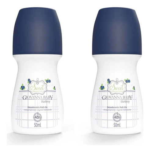 Kit Giovanna Baby Desodorante Roll On Blueberry 50ml 2 Un