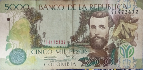 Billete De 5000 Viejo De Colombia 
