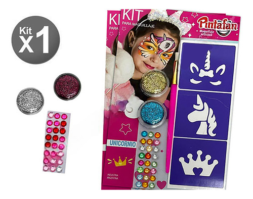 Kit Maquillaje Artistico Strass Nena Plateado Y Morado X1u