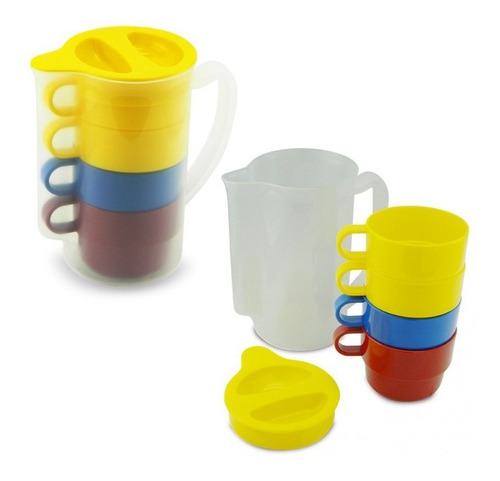 Jarra Todo En Uno Colombia Plastica Incluye 4 Mugs Hogar