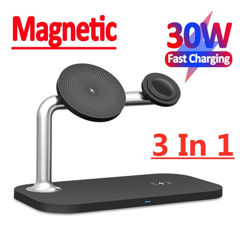 Soporte De Cargador Inalámbrico Magnético 3 En 1 De 15w For