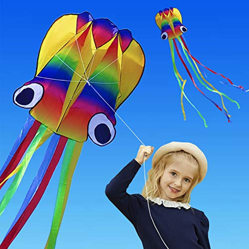 Cometa R2f Rainbow Soft Octopus De 14 Pies Para Niños Y Adul