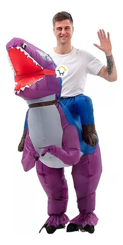 Disfraz Dinosaurio Morado Inflable Montable Halloween Dimo