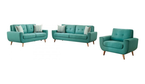 Juego De Sala 3 2 1 Sofia Living Furniture Azul