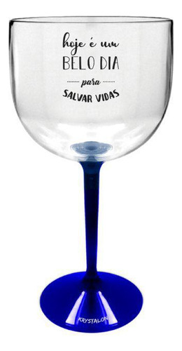 Taça Gin Bicolor Krystalon 550ml Transparente/base Azul