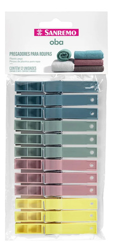Kit Pregador Roupas Resistente Plástico Oba 12 Un Sanremo
