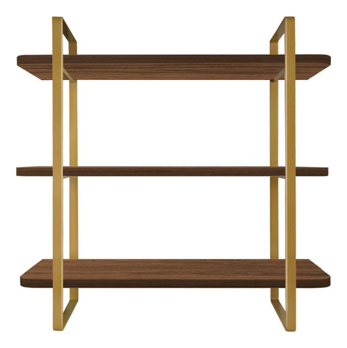 Kit 02 Prateleiras Parede Tripla Hone 25cm Modelo Industrial Cor Dourado/villandry