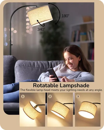 Edishine Lampara De Pie De Arco Con Interruptor Giratorio, L