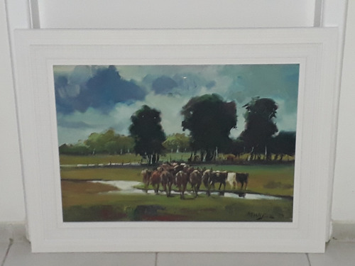 2094- Athayde Lopes. Ost 87x68cm Com Moldura- Boiada - (Usado)