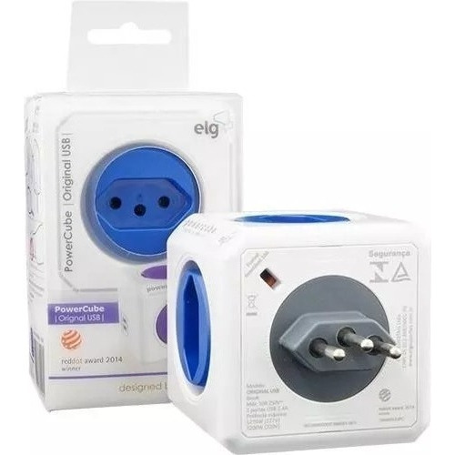 Adaptador Tomadas Power Cube Bivolt 4t 2 Usb Original Elg