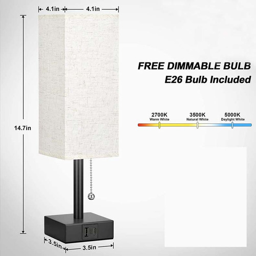 Luz Nocturna Táctil De Escritorio Toma 2pack Beige