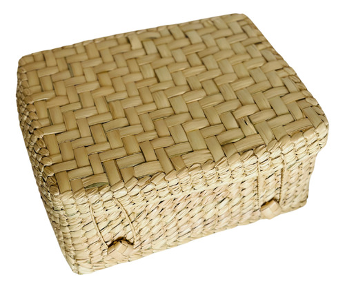 Set 2 Canasta Caja De Palma Con Tapa Natural
