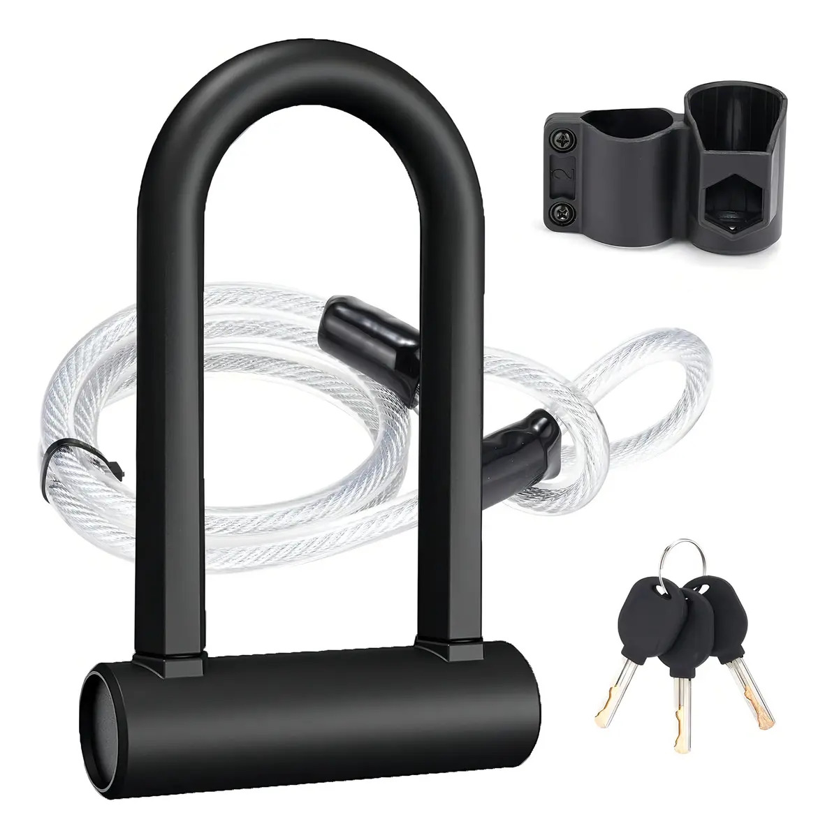 Candado Rigido Tipo U Para Bicicleta Motocicleta Con 3llaves Color Negro