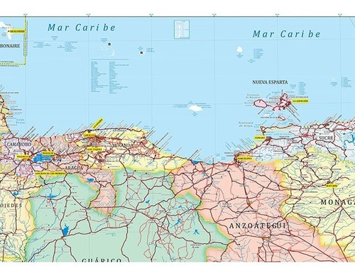 Mapa Físico-político De Venezuela Tamaño Extra Grande