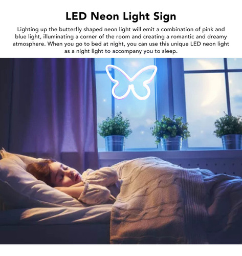 Señal De Neón Led De Neón Con Forma De Mariposa De Neón, Ros