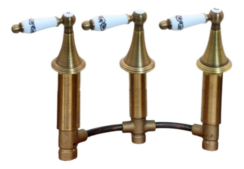 Griferia De Bidet Bronce Macizo Antiguo Con Ceramica