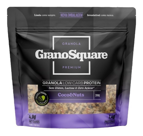 Granola Low Carb Coco Nuts 200g - Grano Square Kit 2 Unidade