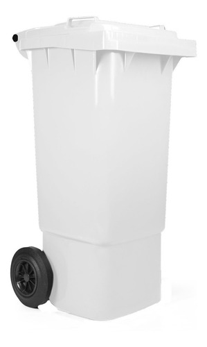 Contenedor De Basura Industrial 80 Lts Ruedas, Tapa Blanco