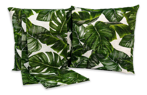 Kit 1 Peseira King Piquet Favinho + 2 Capas 40cm X 40cm Cor Costela De Adão Escura Desenho Estampado