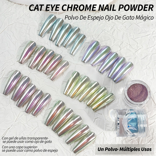 Polvo De Uñas Cromado De Ojo De Gato 3d Galaxia Cherimoya