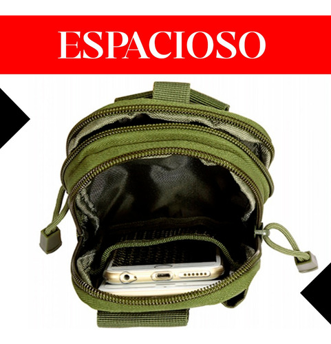 Bolso Canguro Táctico Cinturón Molle Celular Pouch Cintura Verde