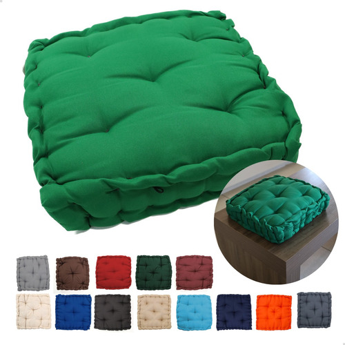 Almofada Para Cadeira Assento Futon Turca Grande 60x60 Cor Verde Bandeira Desenho Do Tecido Liso