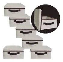 Comprar Kit6 Cesto Organizadores Caixa Cu002Ftampa Objetos Roupa Armário