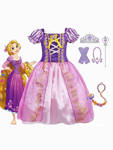 Disfraz Princesa Rapunzel, Vestido Rapunzel + Accesorios 