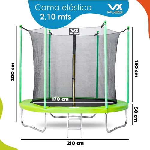 Cama Elástica Con Red De Seguridad Vx Play 2,10 Mts Ps