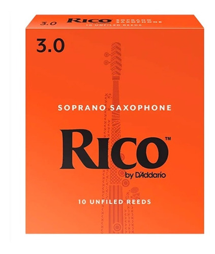 10 Cañas Para Saxofon Soprano Rico 3.0 Ria1030