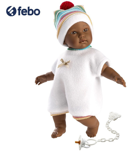 Bebe Llorens Cuqui Mulato Pijama Blanca Y Mantita De Colores
