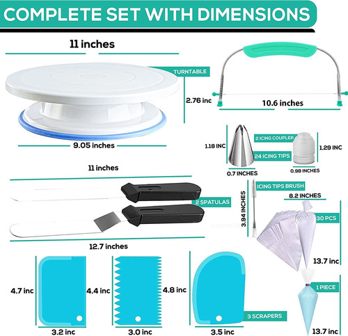 64pcs Cake Decorating Kit Baking Supplies Tools With Non-...