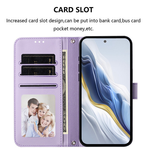 Funda De Piel Tipo Cartera Para Teléfono Vivo Y, Tarjetero, Color Morado Pt188