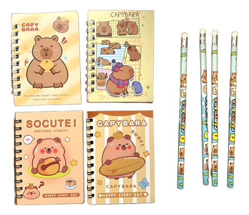 Capibara Libreta Y Lapiz Sorpresa Cumpleaños Pack 12