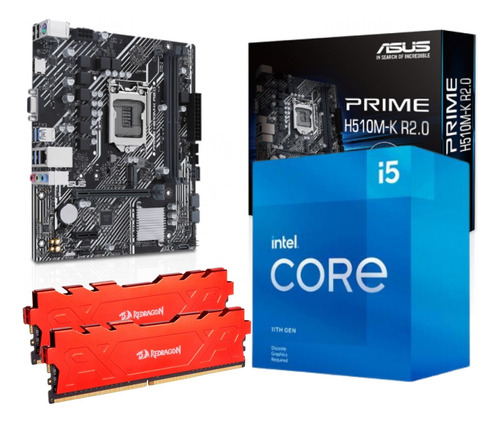 Kit Intel 11ª Geração I5 11400f + Asus H510 + 32gb Ddr4